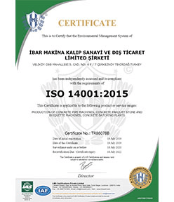 İBAR MAKİNA ISO 14001 sertifikası