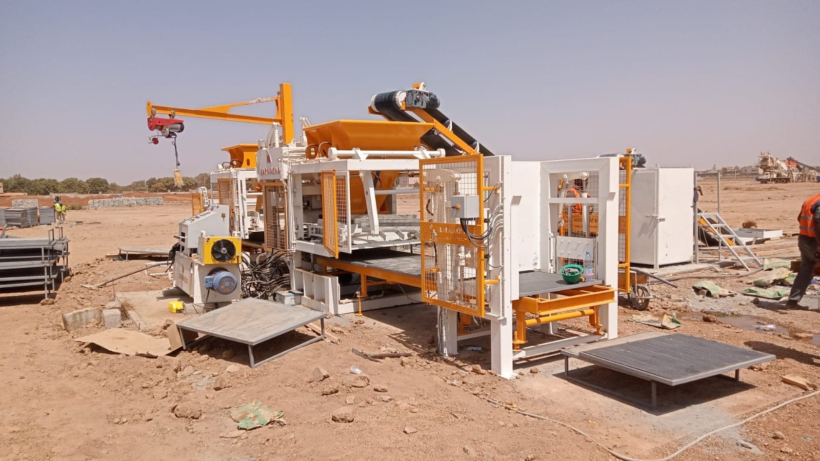 CBM 25 R block making machine line with pallet stacking units installed in Mali